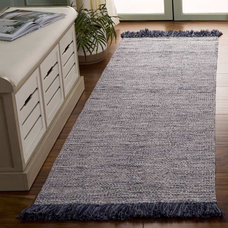 Waloo Hand Woven Cotton Chevron Rug, Runner 2'3" x 7'