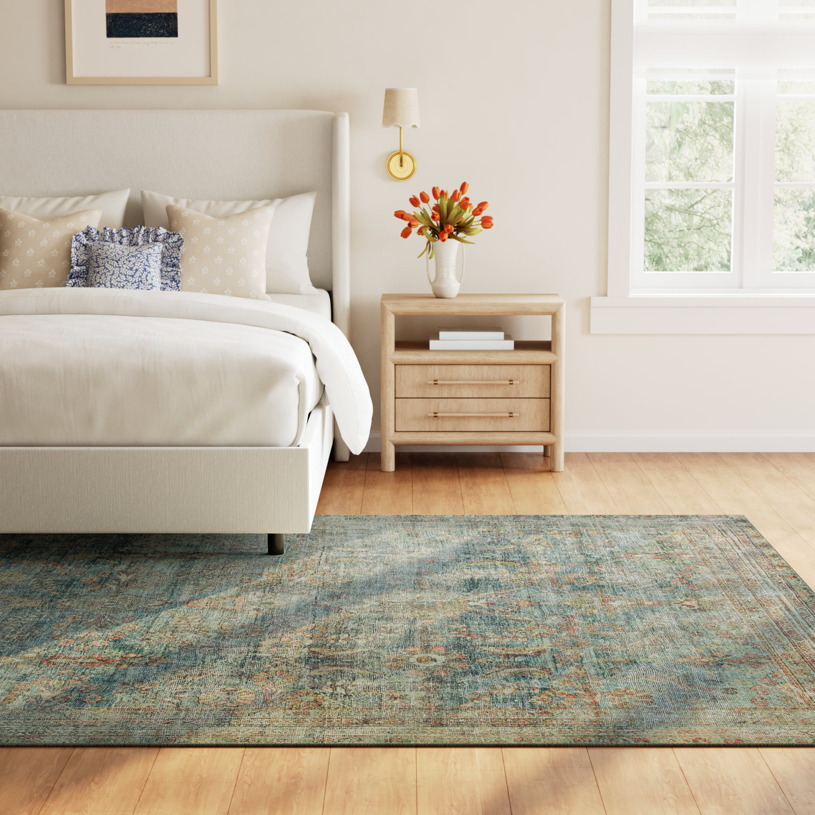 Magnolia Home By Joanna Gaines X Loloi Banks Machine Washable Ocean / Spice Area Rug, Rectangle 8'6" x 11'6"