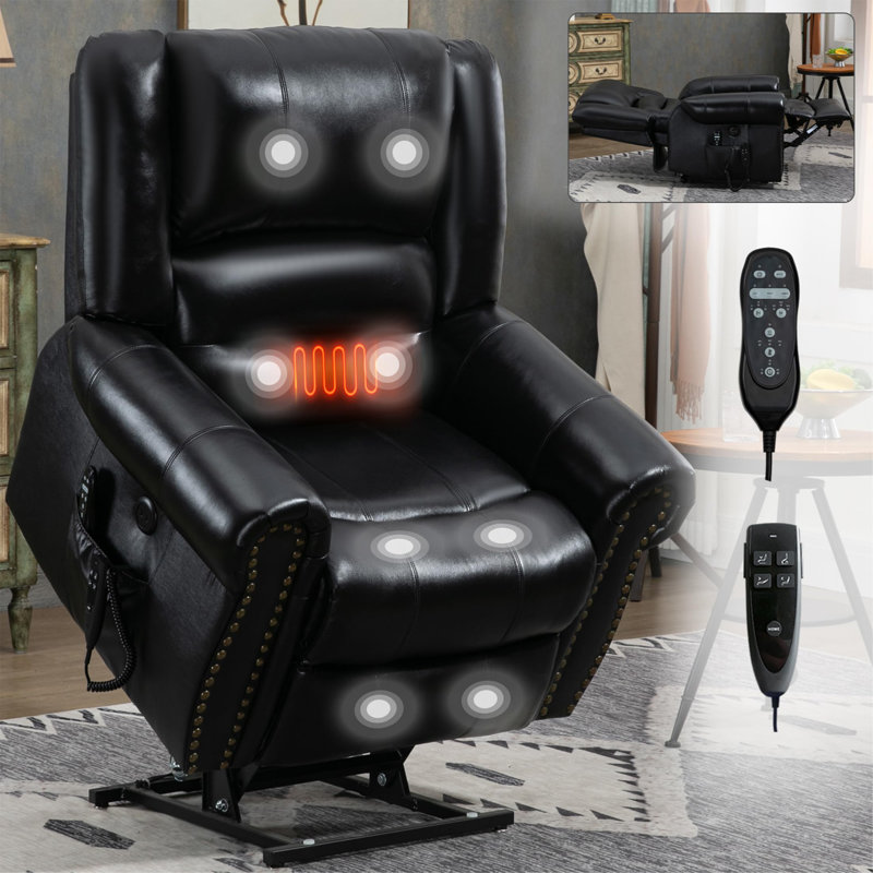 Power Lift Recliner Chair With Heat And Massage, Black