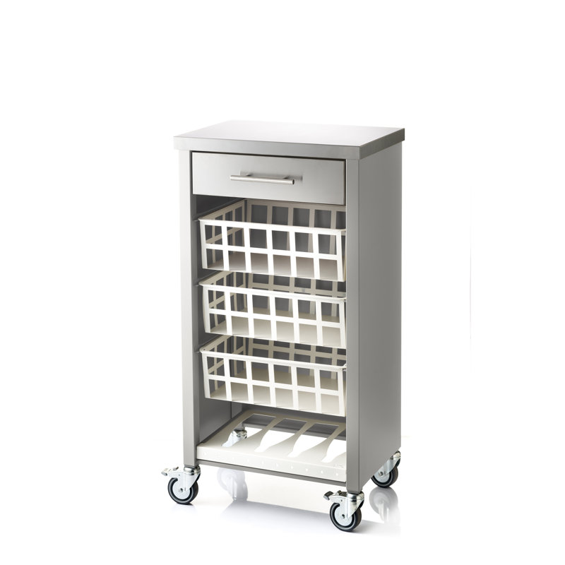 Yoder 48cm W Steel Kitchen Trolley with Stainless Steel Top and Locking Wheels, Grey