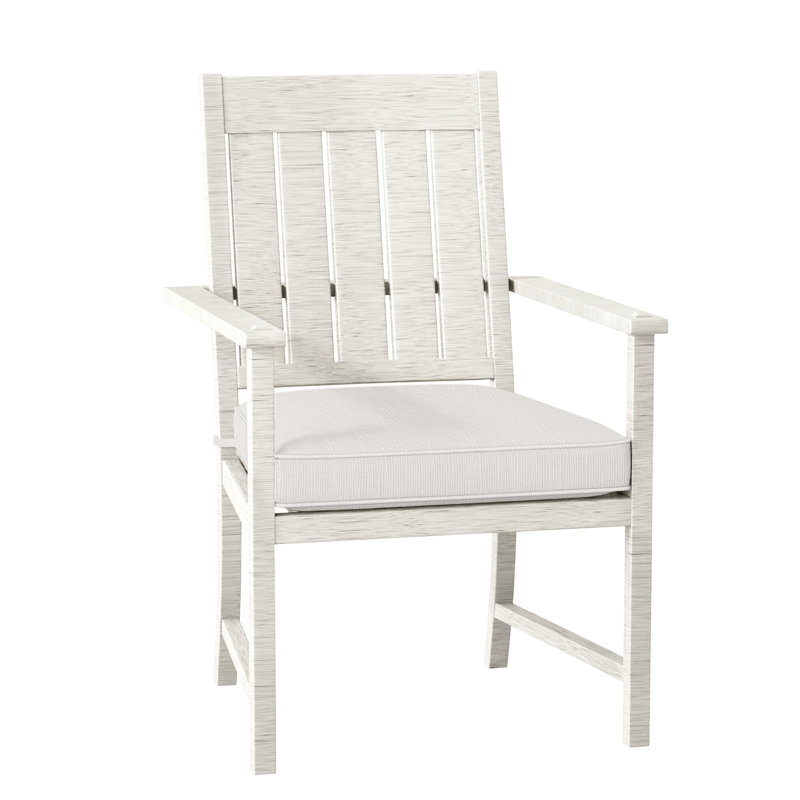 Croquet Wrought Aluminum Outdoor Arm Chair, Welt, Lin neige, Acajou