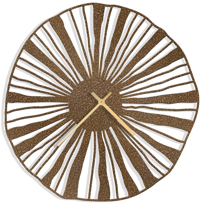 Grande horloge murale en métal Sunburst, L 30 po x H 30 po, Bronze