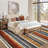 Modern Living Room Rugs 8x10 Large Machine Washable Striped Accent Carpet with Non-Slip Backing, Stain-Resistant Low Pile Indoor Mat-789234616