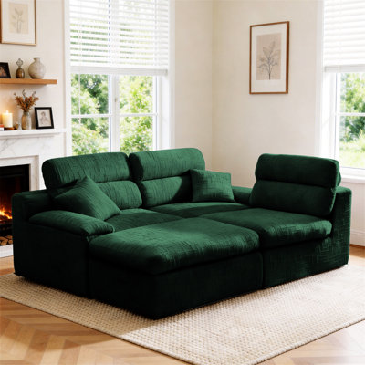 Canapé d'angle avec dossier haut, canapé en L avec chenille flammée, coussin en éponge haute densité compressé, canapé sans assemblage peu encombrant pour le salon, un appartement
