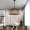 Lustre tambour moderne à 6 lumières avec accents en cristal gris fumé Timmiah