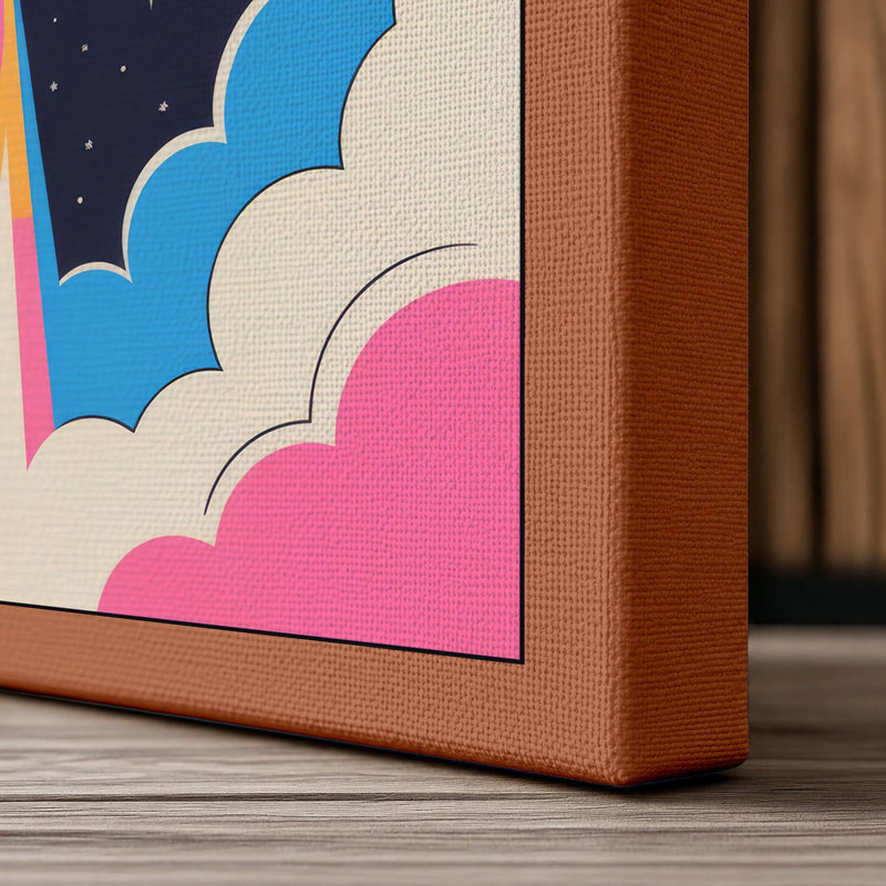 Rocket to the Stars Modern - Wrapped Canvas, 36x24 - 91.4 x 61.0 cm, Terracotta Border