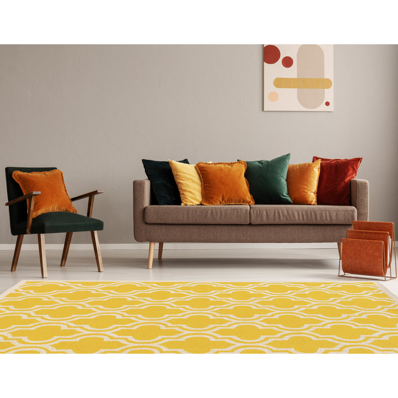 Hand Hooked Wool Geometric Indoor Rug, Rectangle 5' x 7'