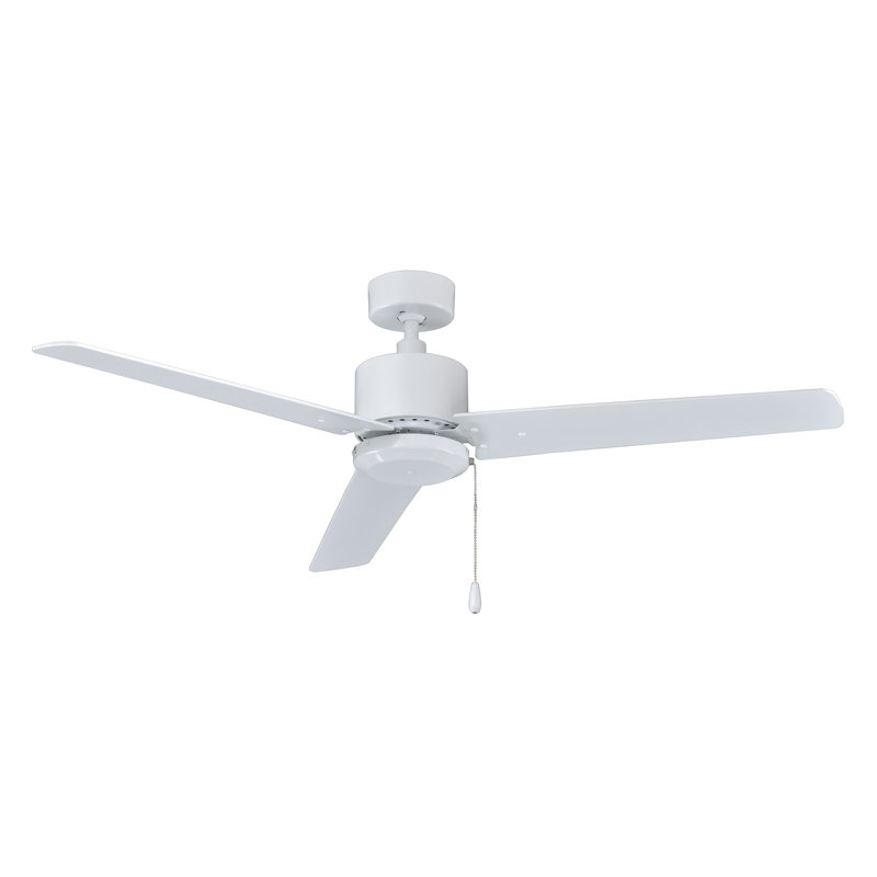 Ventilateur de plafond d'intérieur 3 pales Oliveira, Blanc, Blanc