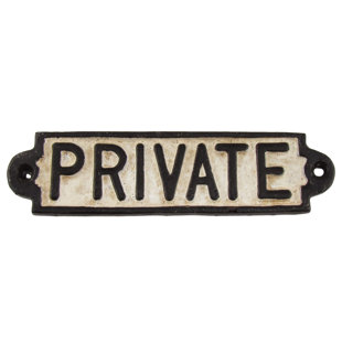 Cast Iron Private Sign Door Decor