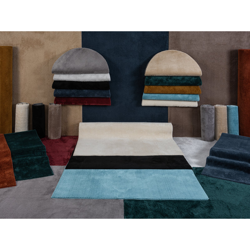 Taeler Washable Modern Living Room Rug Polyester Plain - Anti-Slip Felt Backing Carpet Bedroom-Hallway, Red, Round 100 cm