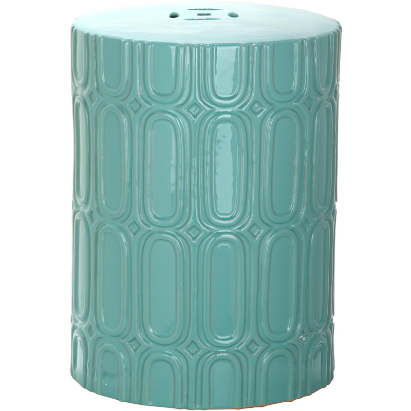 Tabouret de jardin en céramique Morgane, Bleu pâle