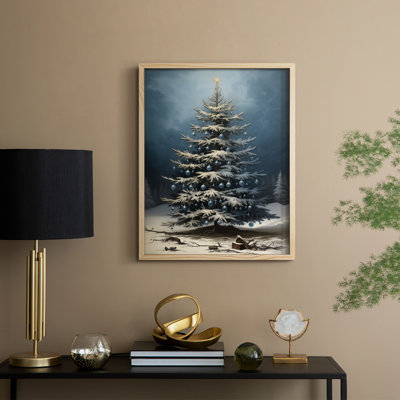 «Christmas Holiday Art» CDLxxx, reproduction d'art encadrée - bois massif