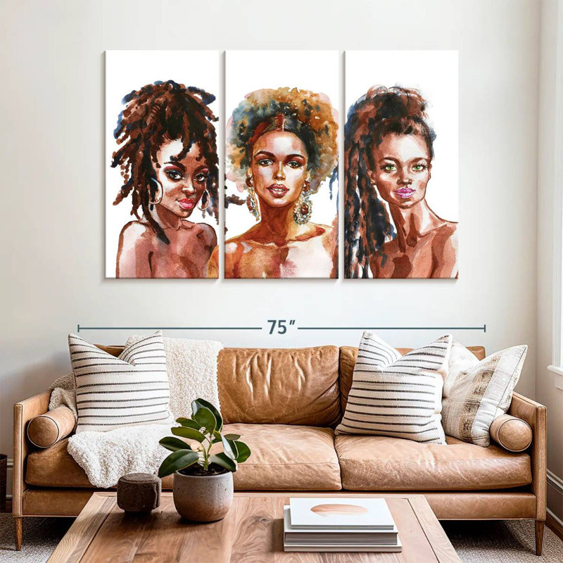 Trio africain Leisha, H 42 po x l 65 po