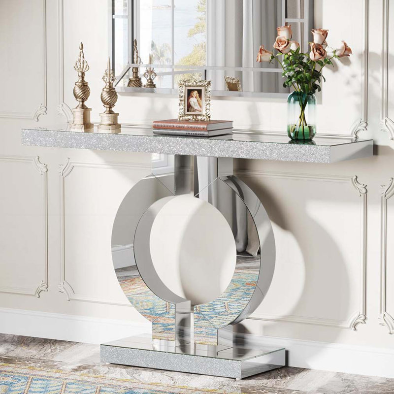 Console 43 po moderne à miroir avec base en forme de O