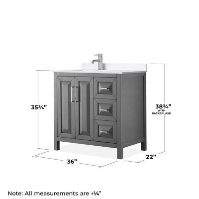 Meuble-lavabo simple 36 po avec plateau en quartz Daria