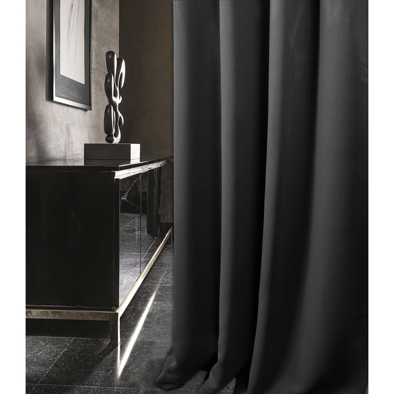 Chacra Eyelet Room Darkening Curtains, Black, Width 114 x Drop 137cm