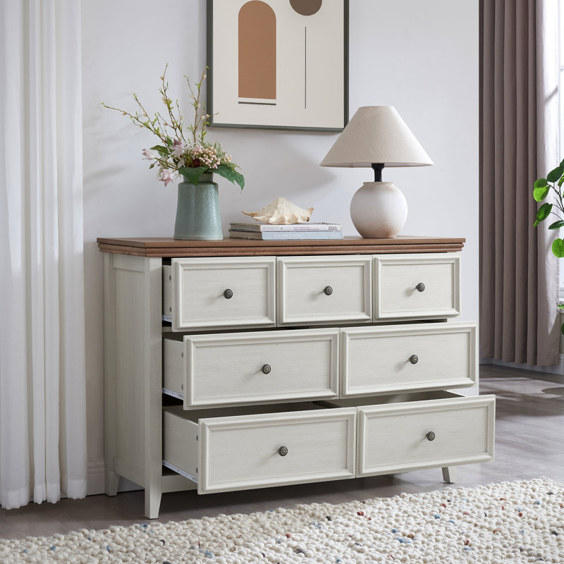 7 commode de rangement beige - Commode avec poignées faciles et base stable pour améliorer votre salon