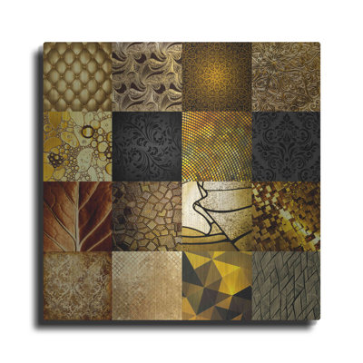 Art mural en métal Brayden Studio® «Tiles Decor Gold» par GraphINC