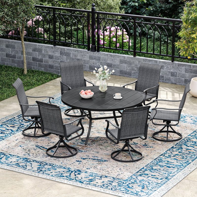 Ensemble repas extérieur 6 personnes, Beige, 28" H x 50" W x 50" D