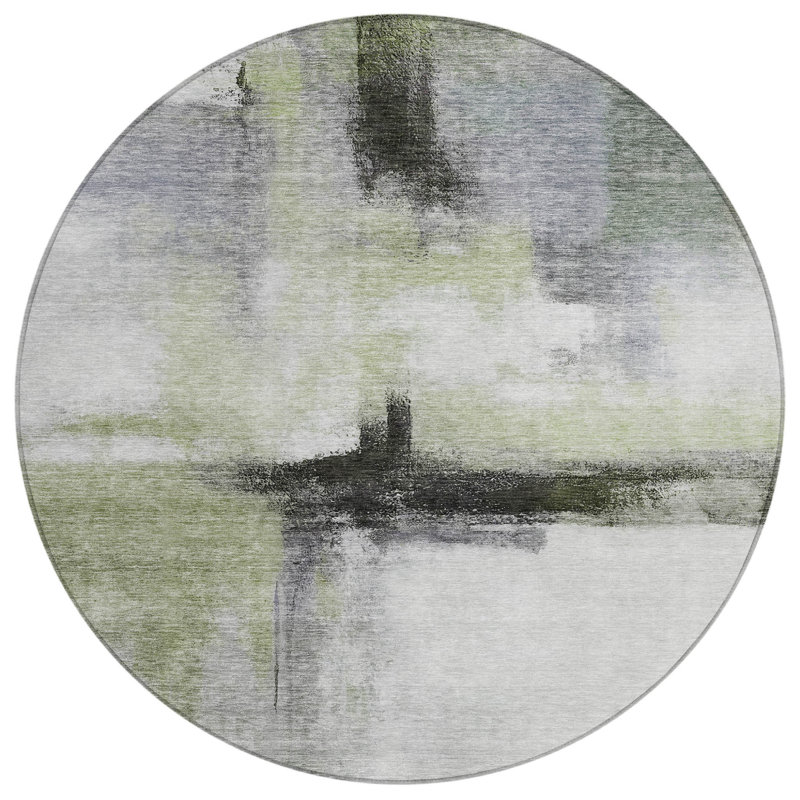 Tapis rond noir et gris 8 po