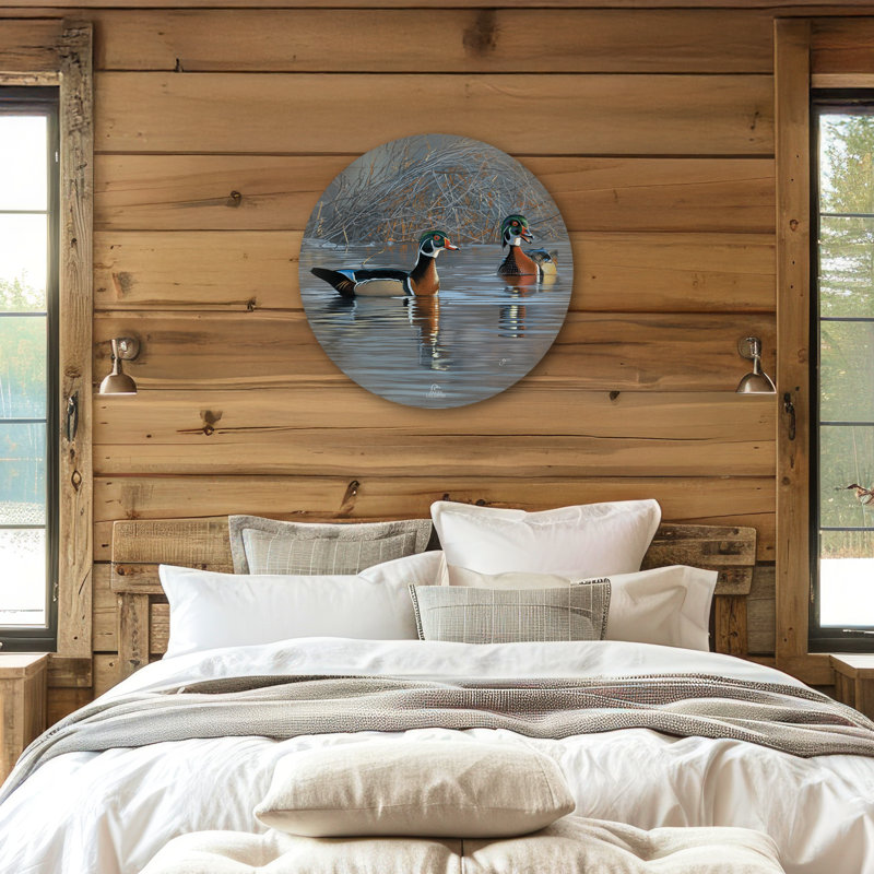 Panneau mural en bois rond « Bavardes printanières » (53 cm).