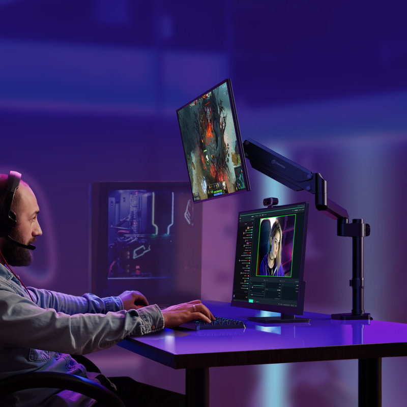 Single Monitor Desk Mount for 13-34 Inch Screens up to 26.5 lbs, Adjustable Monitor Arm Gas Spring