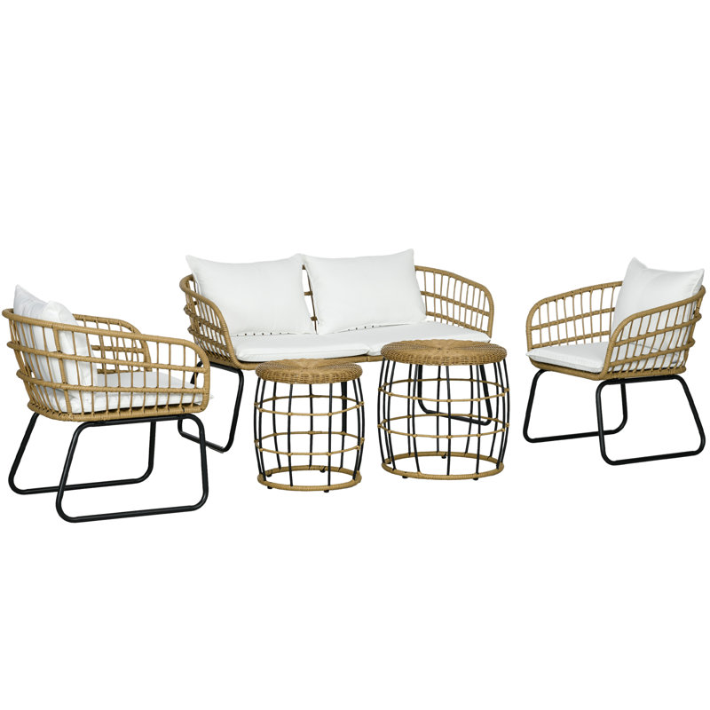 Sinderen 4 - Person Patio Conversation Set with Cushions, Cream White
