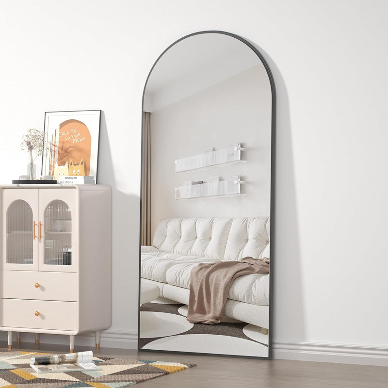 Carlyann Aluminium Framed Freestanding Full Length Mirror, Black, 165 cm H × 60 cm W