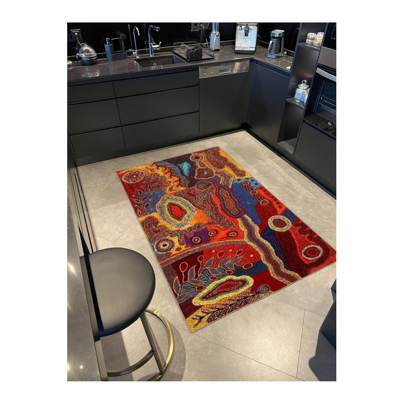 Tapis décoratif multicolore à motif abstrait et créatif, Rectangle 3 pi 3 po x 4 pi 11 po