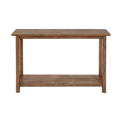 Console en bois avec tablette inférieure ouverte en brun vieilli