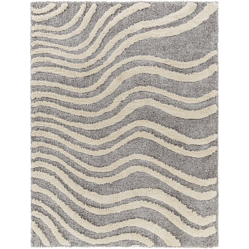 Rectangle Geometric Machine Woven Area Rug in Grey, Rectangle 9'2" x 12'