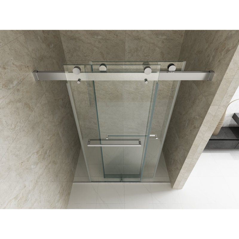 "elan 56-60" Porte de douche coulissante sans cadre à fermeture en douceur, verre épais de 3/8 ", chrome