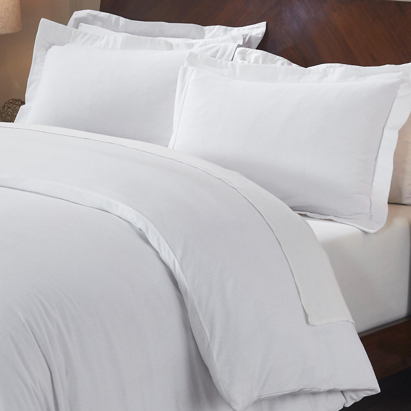 Ensemble de housse de couette classique supérieure en flanelle de coton supérieure avec taies décoratives Superior, Blanc uni