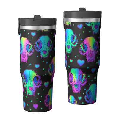 30 oz Tumbler  with Lid and handle  Stainless steel  Insulated tumblers  Cute water bottle with Flip(psychedelic mushroom)