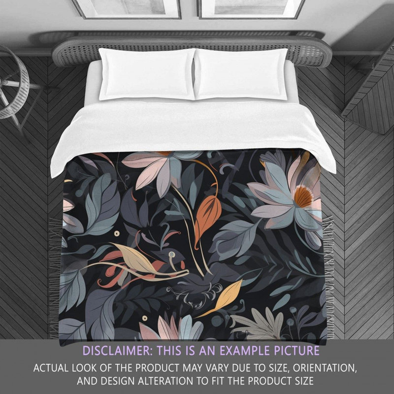 Machine Printed Comforter, Twin Extra Long Comforter, Gray/Silver Floral