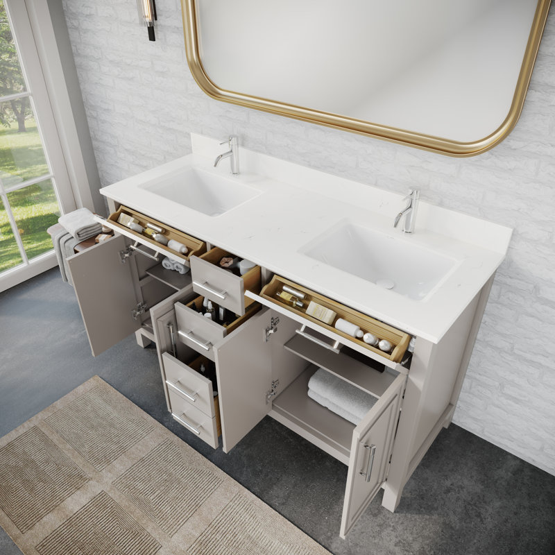 Sibilla 60 po Meuble-lavabo avec tiroir, Gris chaleureux