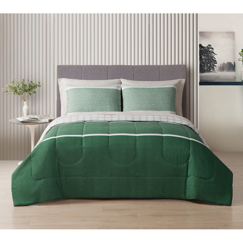 Alfie 7 Piece Mix & Match Bedding Set, Full Comforter + 6 Additional Pieces, Green