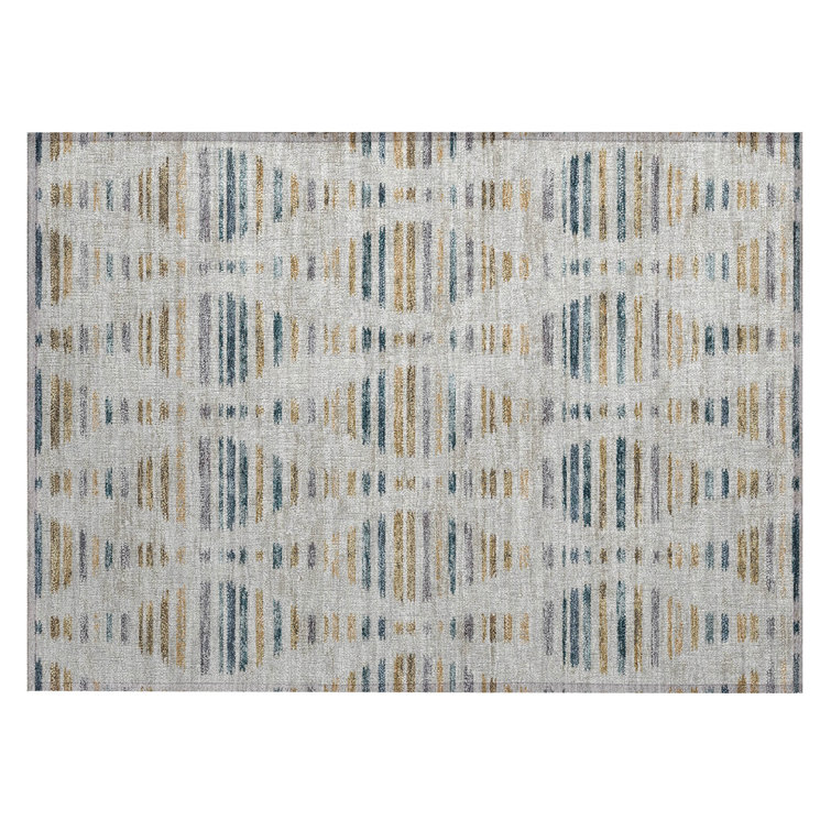 Machine Washable Indoor/Outdoor Xhevrie Linen Rug