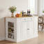 Red Barrel Studio Large Kitchen Island Drop Leaf Breakfast Bar W/ Wood Top Shelves Drawers Black-1454318924