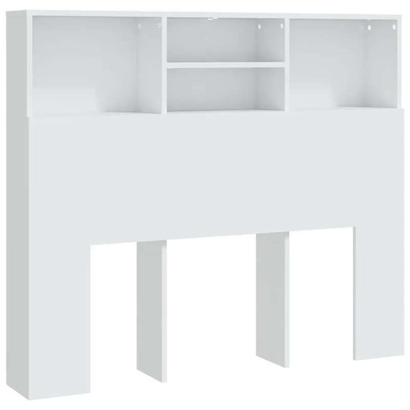 Headboard Cabinet Bedroom Home Indoor Bookcase, White, Small Double (4')