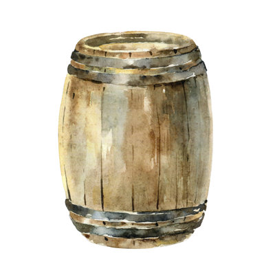 Watercolor Wine Barrel 1 Piece Wrapped Canvas Painting