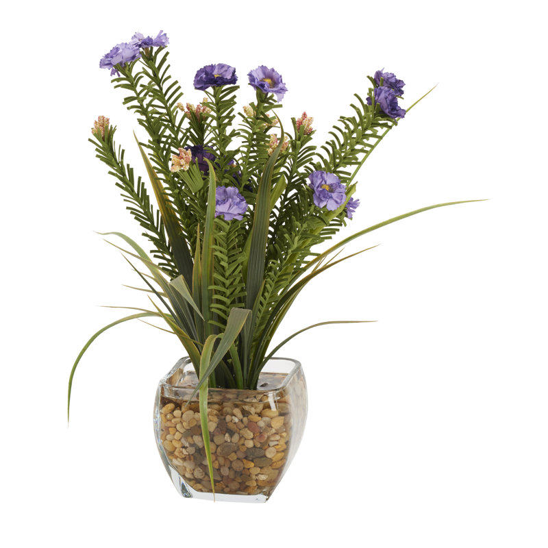 Fleurs sauvages dans un cube de verre