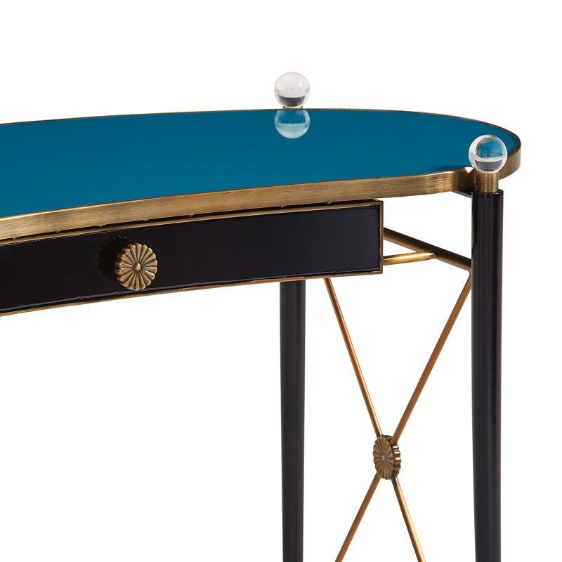 Rider Glass Brass Writing Desk