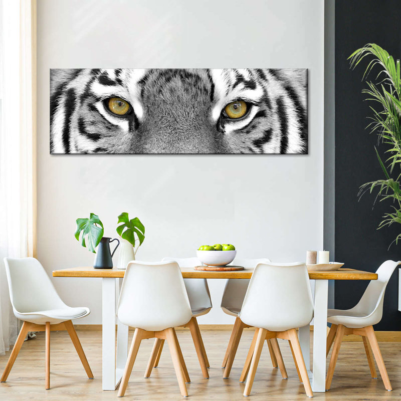 Œil de tigre blanc sur toile, H 8 po x l 24 po x P 1 po