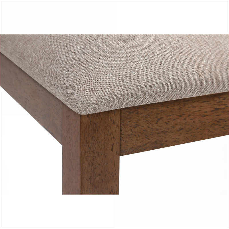 Sièges pour espaces de salle à manger Ensemble de 2 chaises de salle à manger Structure en lin et tissu beige noyer pour la cuisine et la salle à manger