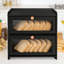 Boîte à pain double couche pour comptoir de cuisine, très grand récipient de rangement en bois de style campagnard avec fenêtre rétro, bac à pain en bambou pour pain fait maison