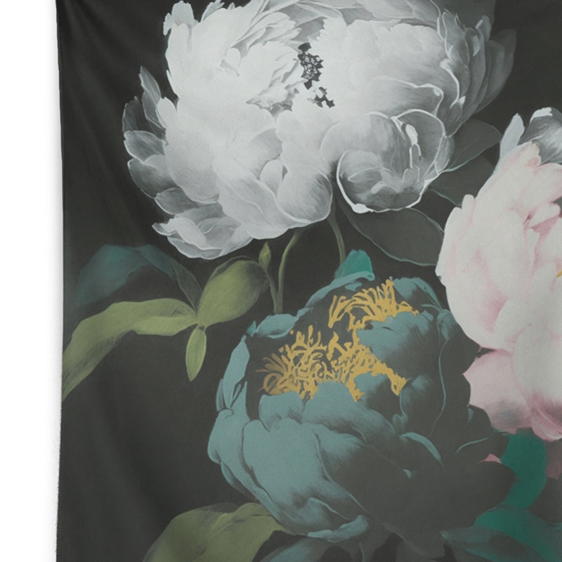 Tapisserie pivoine blanche sur polyester II, H 50 po x l 60 po