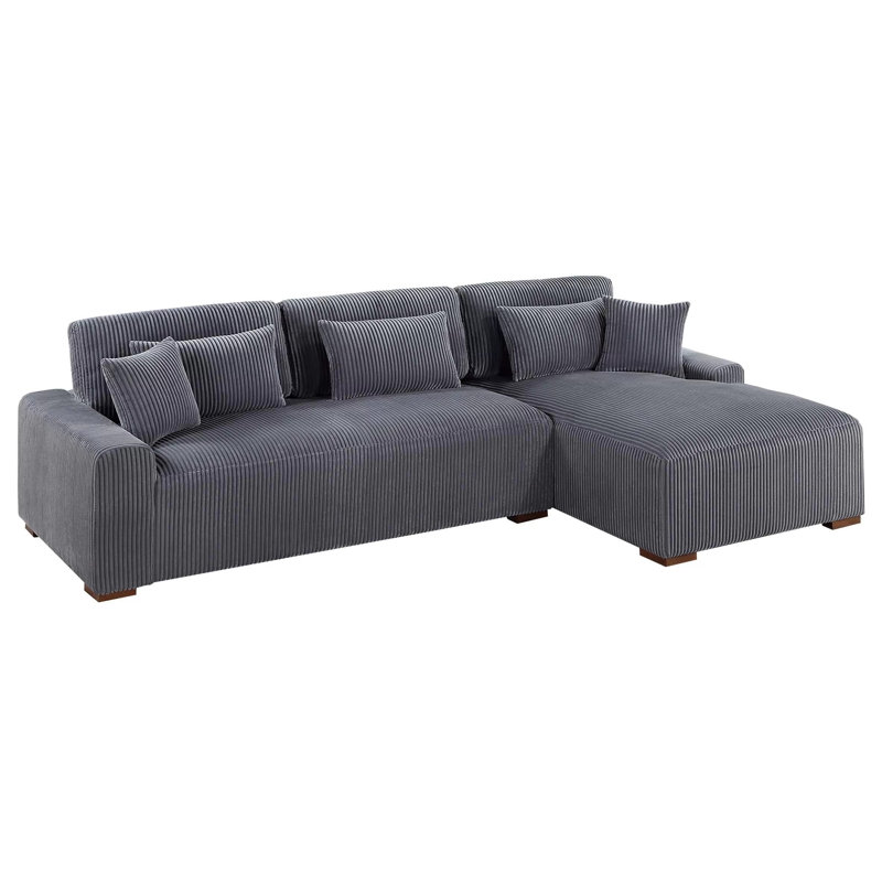2-Piece Corduroy Sectional Set, X-Large Size, Dark Gray Corduroy