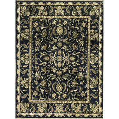 Tapis noir et noir de haute qualité noué à la main
