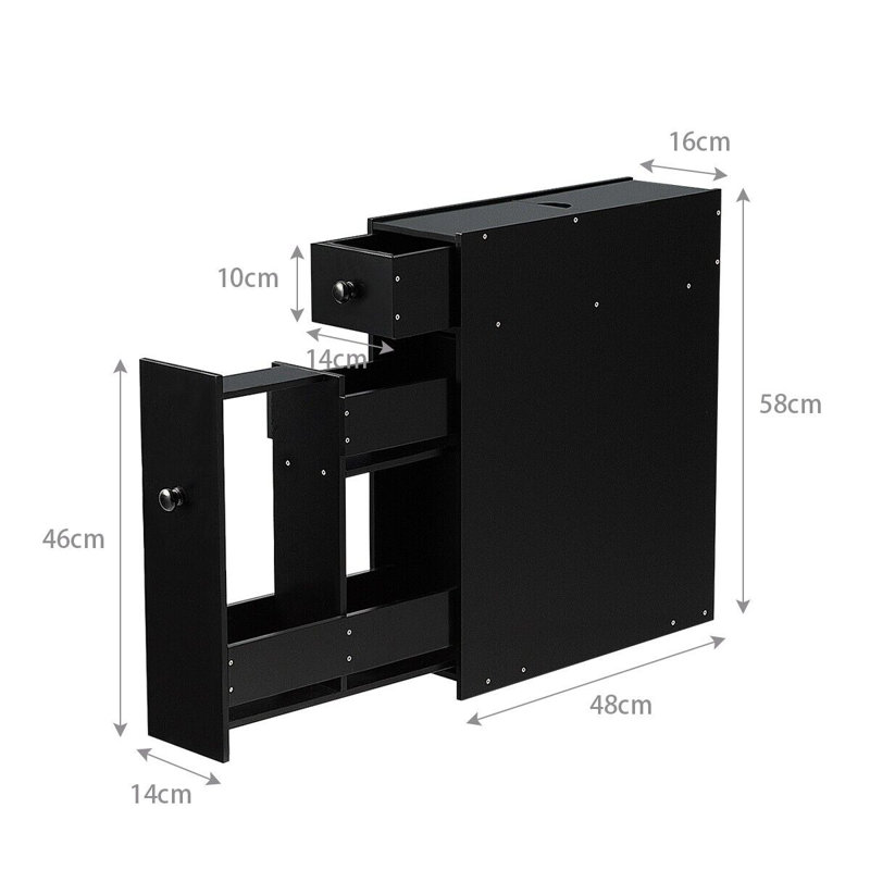 Freestanding Linen Cabinet, Black